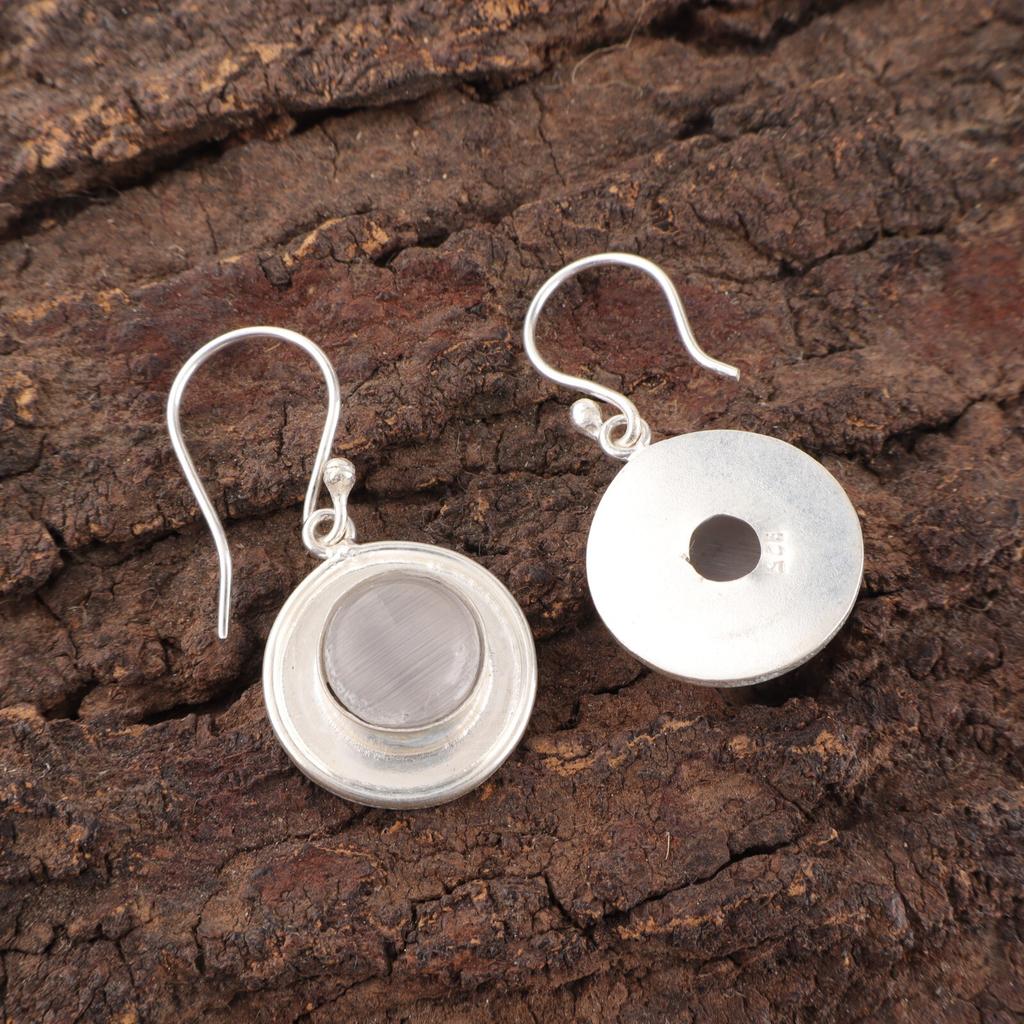 Selenite Gemstone 925 Solid Silver Jewelry Earrings 1.40" For Mother's Day Gift EE-4-50