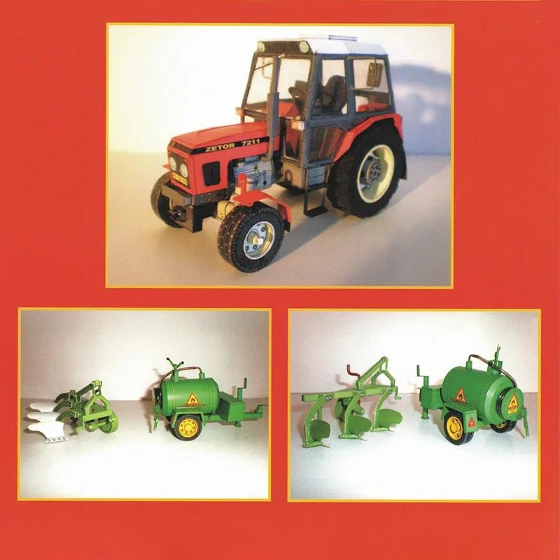 1:32 Diy Czech Zetor 7745-7211 Tractor Card Model Building Sets Manual Agricultural Machinery Car Model Educational Toy