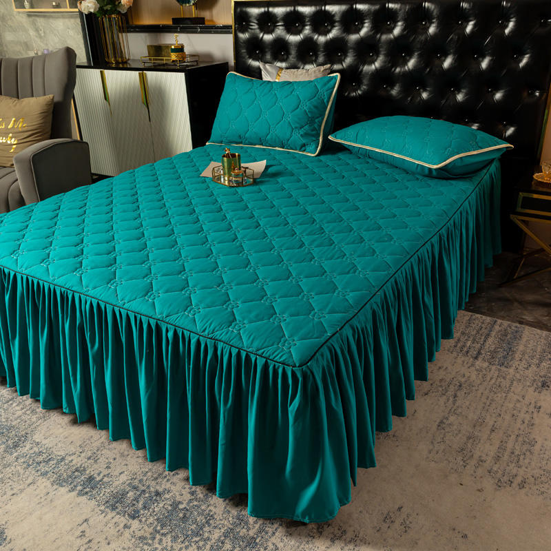 Зимнее стеганое толстое покрывало на резинке простыня с оборками мягкая подкладка для кровати пара двойной матрас чехол постельное белье 150 180x200