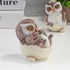 Family Of Two Owl Statue Home Decor Birds Figurine For Desktop Tv Stand Cabinet Gift