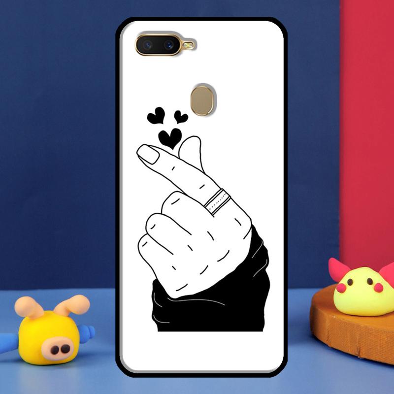 Чехол Kpop Пальцевое Сердце Для Oppo A96 A76 A16 A74 A94 A54 S A57 A77 A58 A78 A98 A5 A9 A91 A15 A17 A52 A72