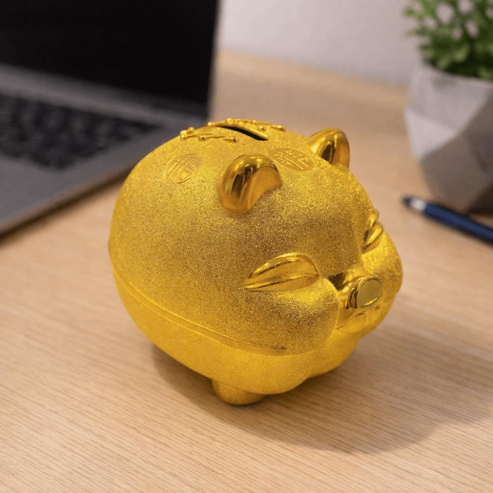 Plastic Pig Plastic Piggy Bank Gold Pig Coin Saving Box Decorative Pig Money Jar Home