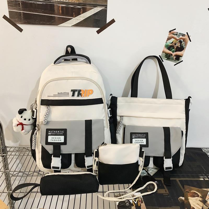 Вместительный студенческий школьный рюкзак с цветными блоками, женский дорожный рюкзак