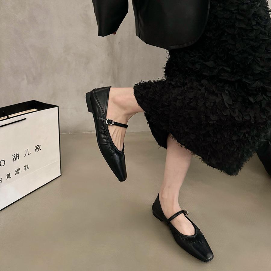 Роскошные дизайнерские женские туфли Мэри Джейн на плоской подошве, модные туфли-балетки с неглубоким вырезом и пряжкой, удобные женские туфли с мягкой подошвой и плоским каблуком