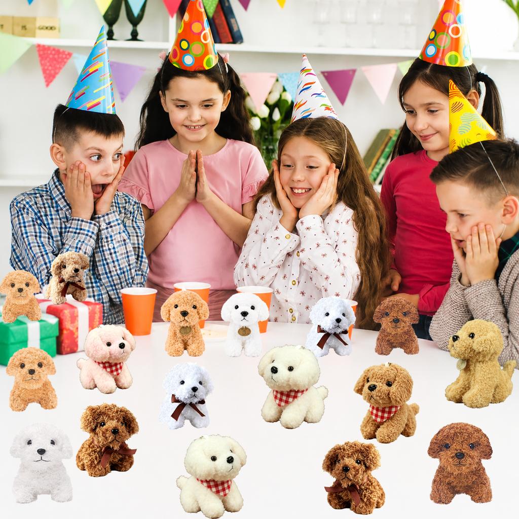 12-48Pcs Teddy Dog Plushies Bulk Adopt A Puppy Party Dog Birthday Gift Party Favor Puppy Stuffed Animal For Kids Party Decor