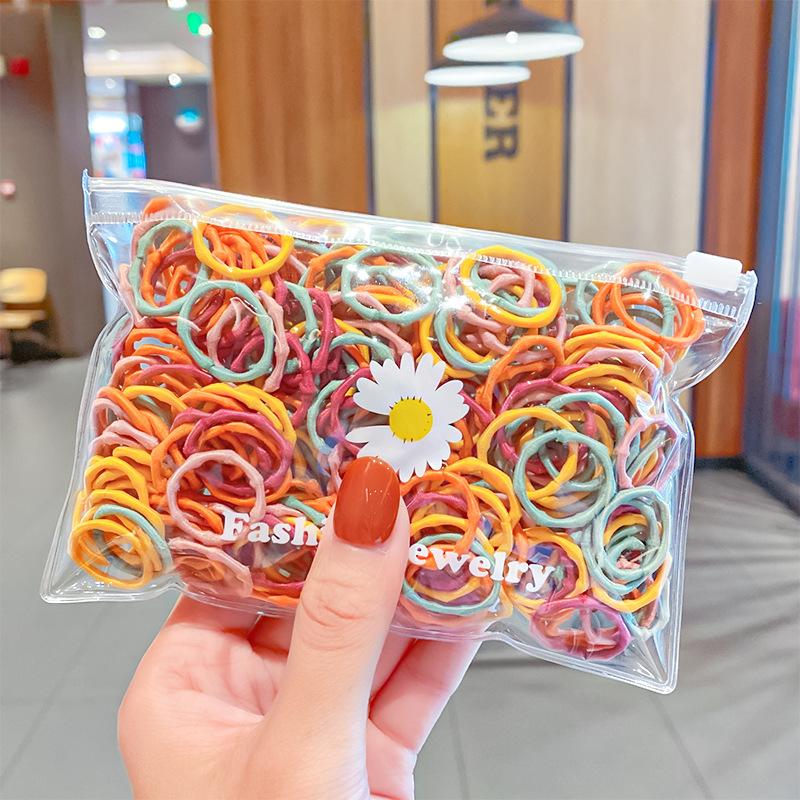 100 шт./пакет Простые практичные маленькие резинки для волос для девочек и детей, эластичные резинки для волос, аксессуары, резинка для волос, кольцо, головной убор