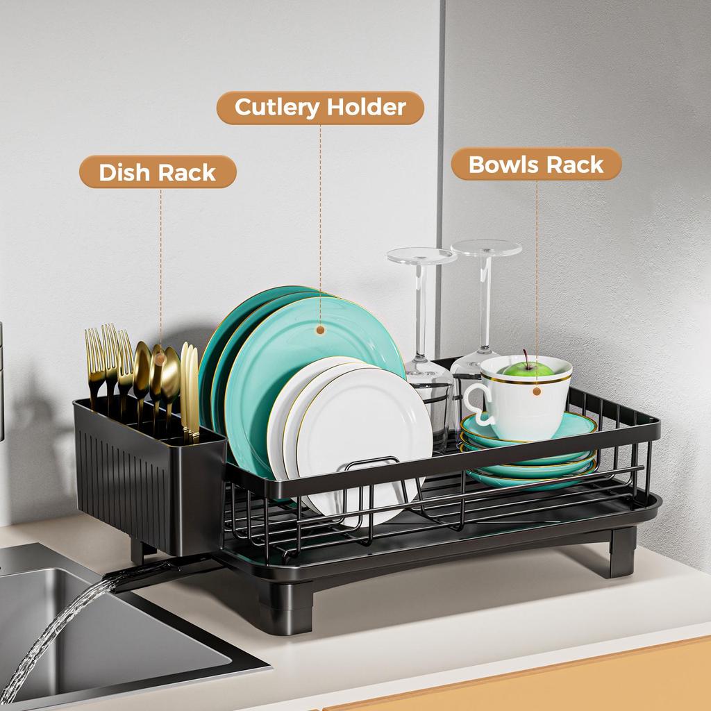 Cross-Border Draining Dish Rack: Kitchen Countertop Bowl & Dish Storage with Cutlery & Chopstick Box