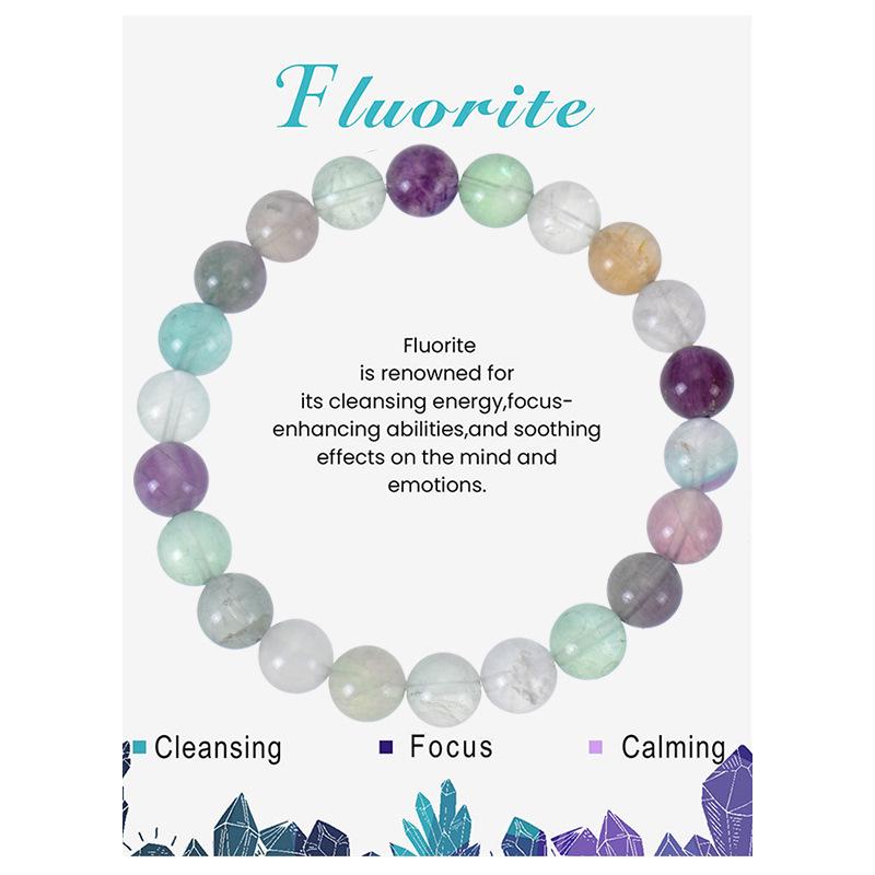 Эластичный браслет из аметиста и агата 8 мм - Украшения из натурального камня