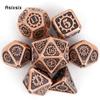 7 Pcs Yellow Black Gear Wheel Metal Dice Solid Metal Polyhedral Dice Set Suitable for Role-Playing RPG Board Game Card Game