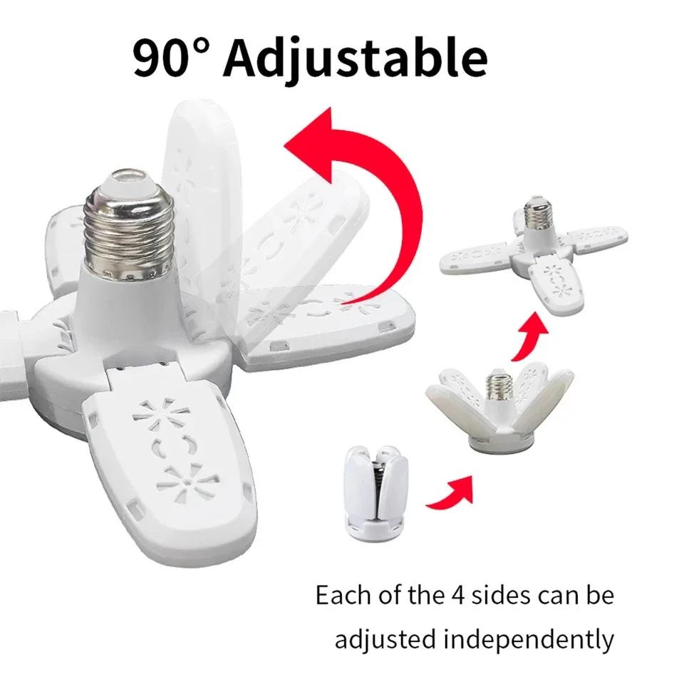 E27 Fan Shape Foldable 28W LED Bulb AC220V/110V Deformation for Home Ceiling Lights Warehouse and Garage White Light 6500K Bulb