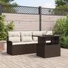 5-Piece Garden Sofa Set with Brown Poly Rattan Cushions, 2-Seater Garden Sofa with Storage 3356921