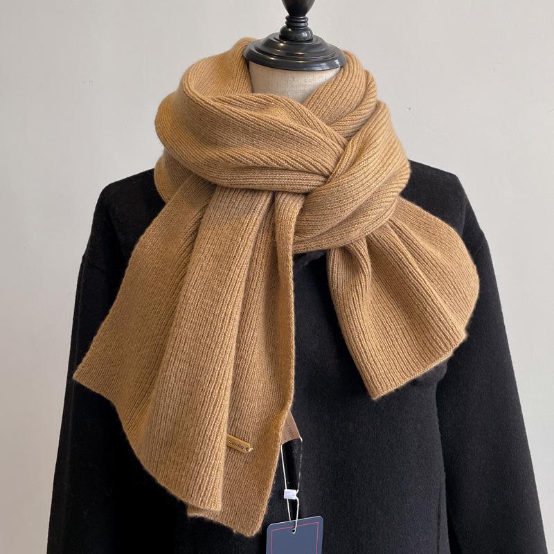 100% чистая шерсть вязаный шарф женский зимний парный простой и универсальный однотонный утолщенный шарф мужской высококачественный платок