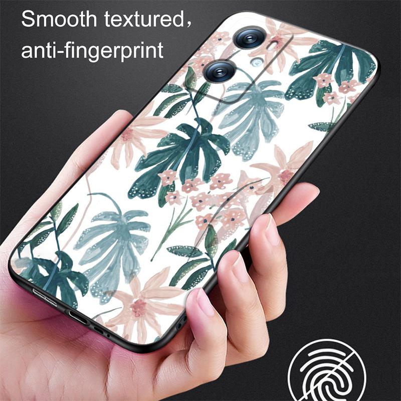 Vintage Flower Leaves For OPPO Find X6 X5 X3 A54S A5 A94 A16 A53S A57 A74 A72 A98 A78 A96 A9 5G Black Soft Phone Case