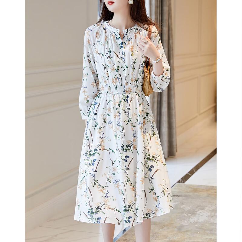 Женское платье А-силуэта с длинным рукавом и принтом