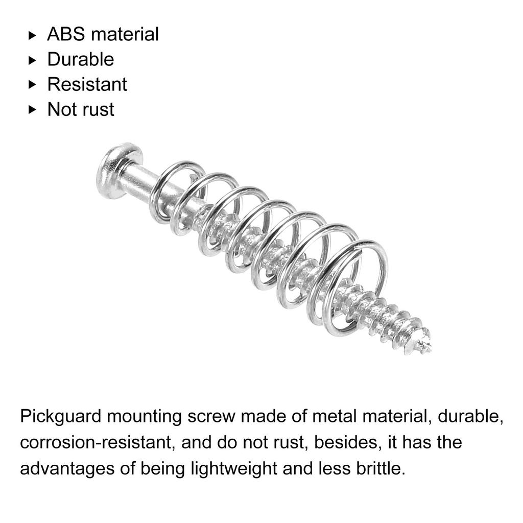 PATIKIL Bass Guitar Pickguard Mounting Screws with Spring Bass Pickup Ring Mounting Screws for Bass and Guitar Silver 4 Pieces M2.5x26mm