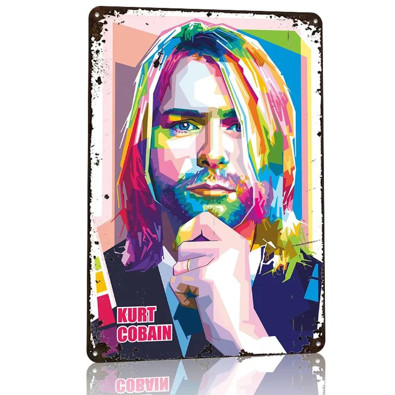 Kurt Cobain Nirvana Poster Retro D Printed Metal Signs Customized Wall Hanging Gift for Home Decoration Room Accessories House