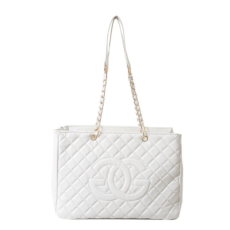 Women's Fashion Diamond Pattern Chain Tote Bag