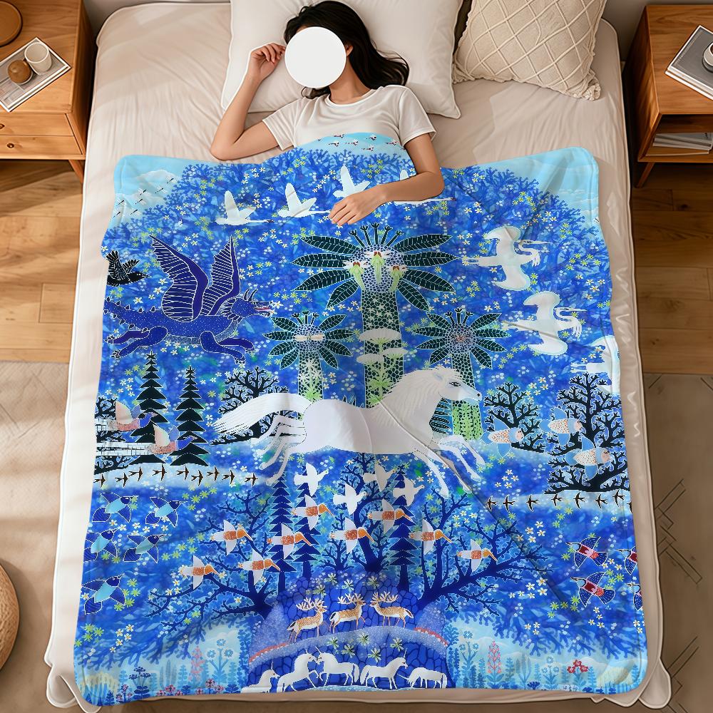fashion art vintage K-Knud Grothe art soft warm plush blanket dormitory sofa living room pet hogar bedroom gift nap home Flannel