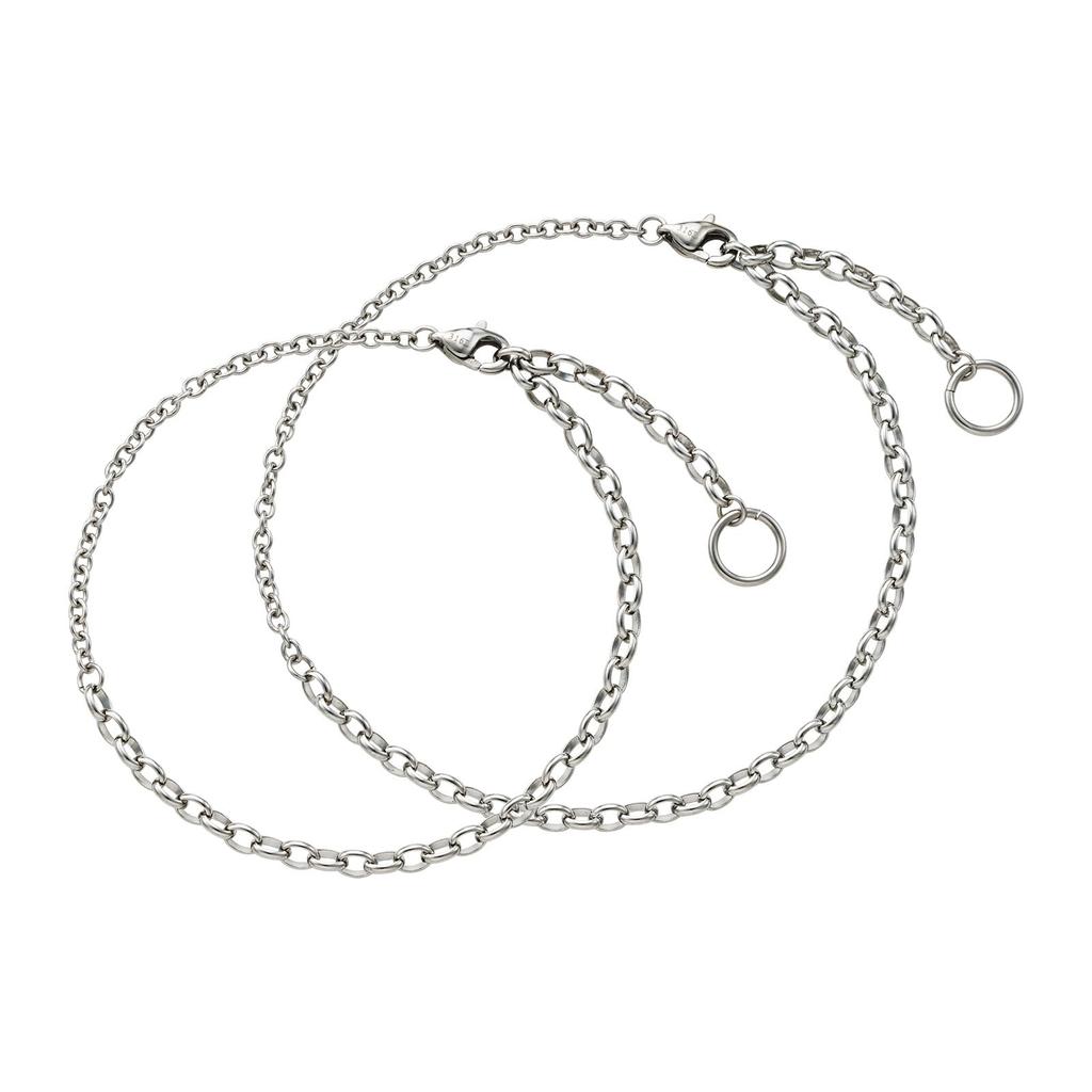 Pair Bracelet Pair Anklet Half Round 2way Set of 2 Couples Hypoallergenic Surgical Stainless Steel Silver Silver Longest [White Clover] & 23cm/26cm
