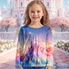 Детская одежда от 6 до 14 лет Dream Elves 3d Pattern 2023 Осенний детский топ для девочек Футболка Модные футболки с замком