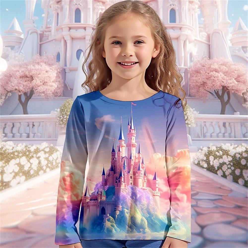 Детская одежда от 6 до 14 лет Dream Elves 3d Pattern 2023 Осенний детский топ для девочек Футболка Модные футболки с замком