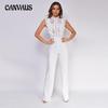 Women's High Waist Straight Sleeveless Design Sense High Collar Lace Lace Jumpsuit