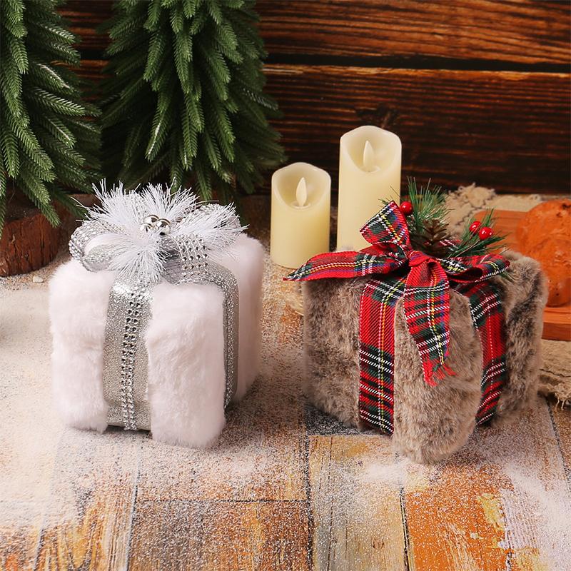 Мультяшная рождественская плюшевая подарочная коробка ручной работы 3D квадратная подарочная коробка кулон фестиваль элегантное украшение на рождественскую елку