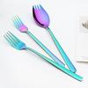 Gold 18/10 Stainless Steel Colorful Creative Design Kitchen Tableware Sporks Dessert Fork Spoon Noodles Salad Fruit Dinnerware