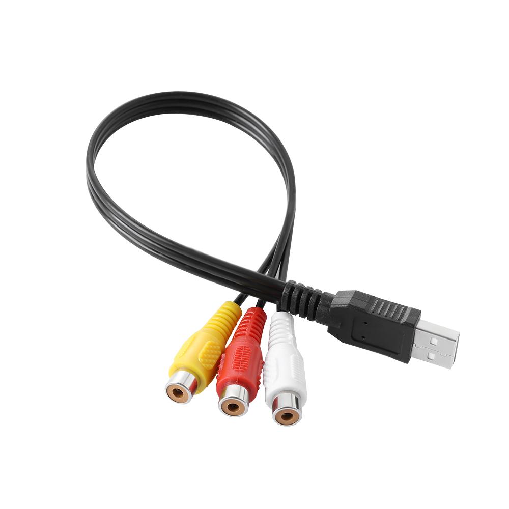 30cm M/F HDTV TV AV Cord Converter Cable Video Adapter USB Male To 3-RCA Female