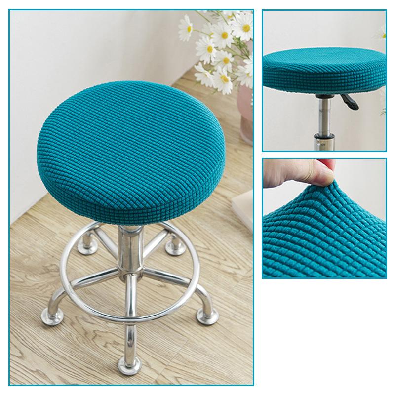 Slipcover Bar Stool Cover Round Chair Cover Anti-Dirty Solid Seat Cushion Protector Removable Stool
