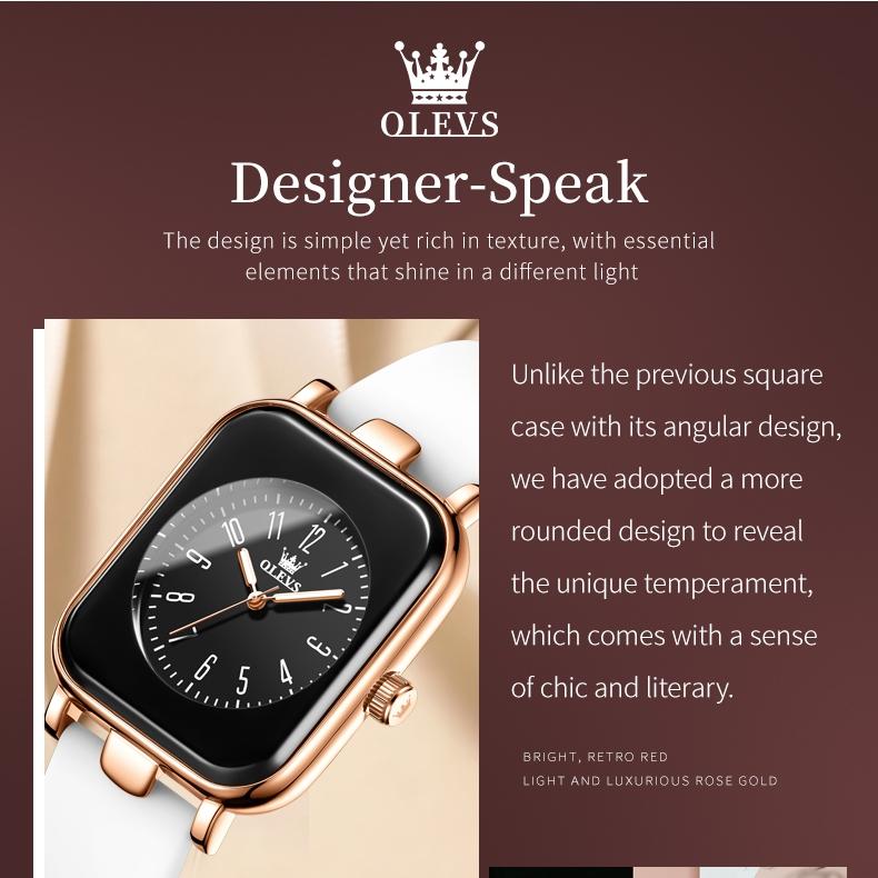 OLEVS Брендовые часы Квадратные кварцевые часы из силикагеля Нишевые модные водонепроницаемые женские часы Женские часы