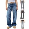 Широкие джинсы для женщин, эластичные джинсовые брюки с высокой талией и карманами, повседневные прямые джинсовые брюки