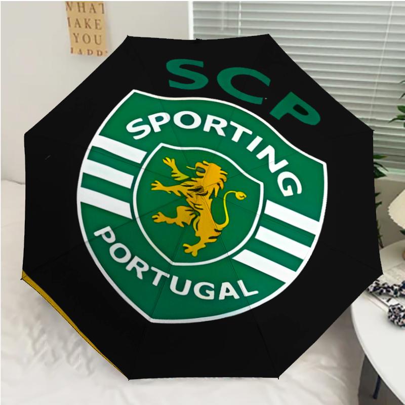 Sporting CP logo Print Automatic Umbrella, 8 Rib Iron Frame, Plastic Handle, Suitable for Outdoor Travel &Daily , Ideal Gift