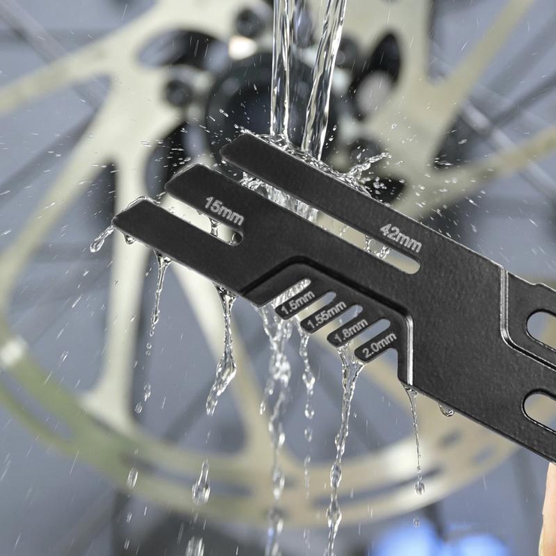 RRSkit Multi Bike Disc Brake Straightening Wrench Brake Pad Wear Indicator Gauge Rust-Resistant Rotor Truing Tool Fit All Discs
