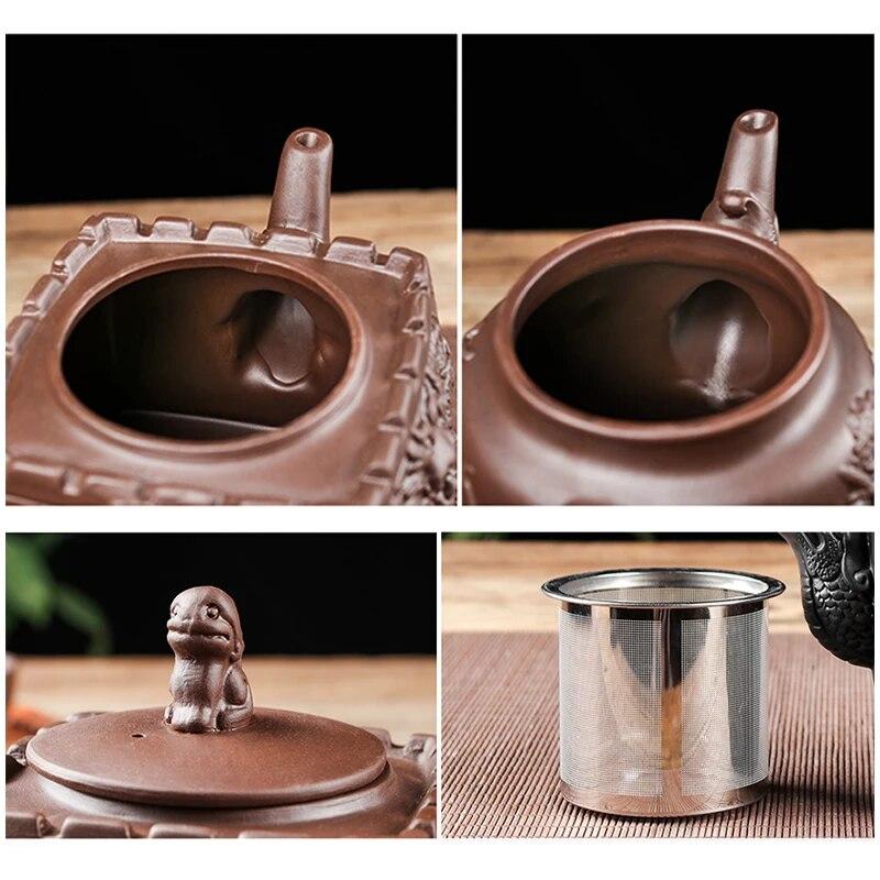 Дракон узор фиолетовые глиняные чайники китайский чайник кунг-фу чайник ручной работы с фильтром для заварки чая чайник чайные аксессуары