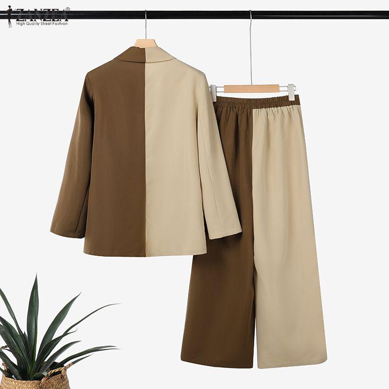 ZANZEA Женские костюмы-двойки: блейзер с длинным рукавом и брюки