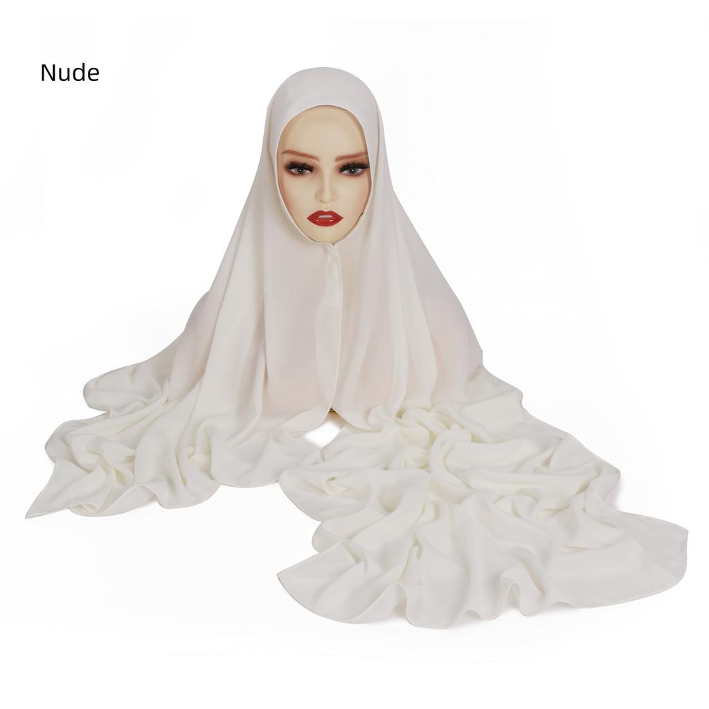 Женский тяжелый шифоновый хиджаб-шарф Премиальный шифон Мусульманские хиджабы Однотонный Хорошая строчка Макси обертывание Однотонный Мусульманский женский шаль