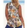 Women's Sleeveless Vest Creative Color Pattern Cat Printing Comfortable Soft Fashionable Versatile Summer Vest
