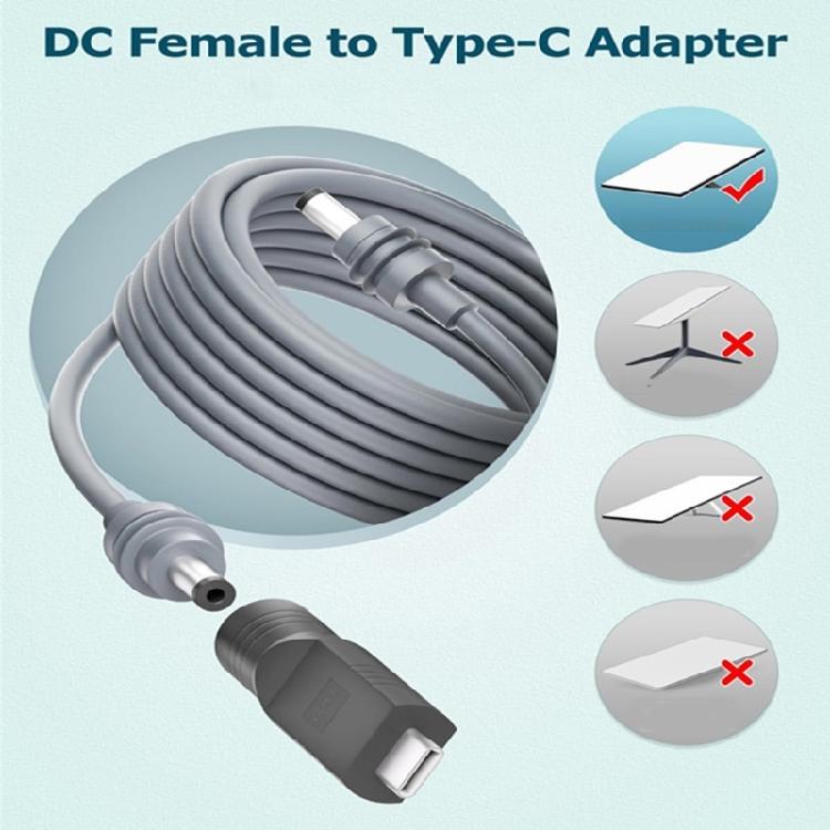 DC5521 Power Cable Adapter USB C Male to 5.5x2.1mm Converter 20V Input for 100W Power Source for Mini