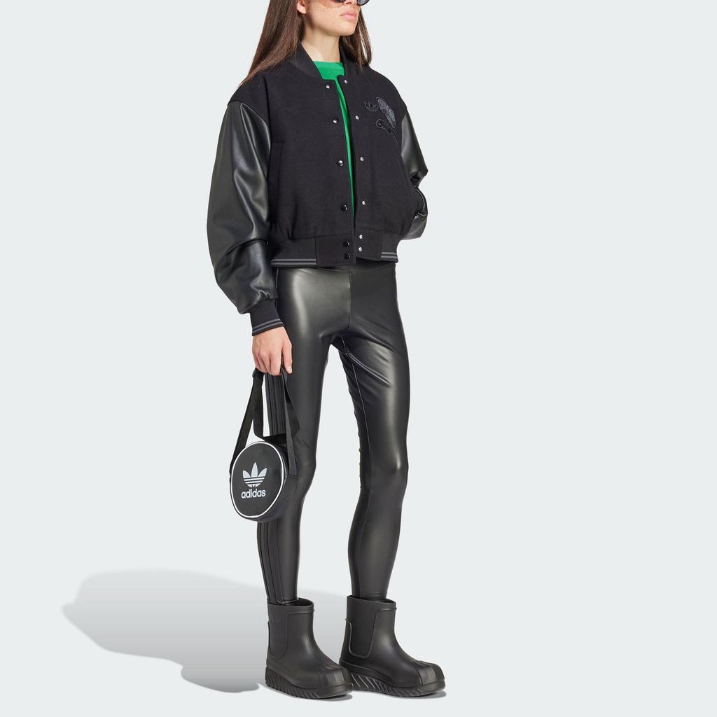 Adidas Женские леггинсы из искусственной кожи Originals, черные IY9022
