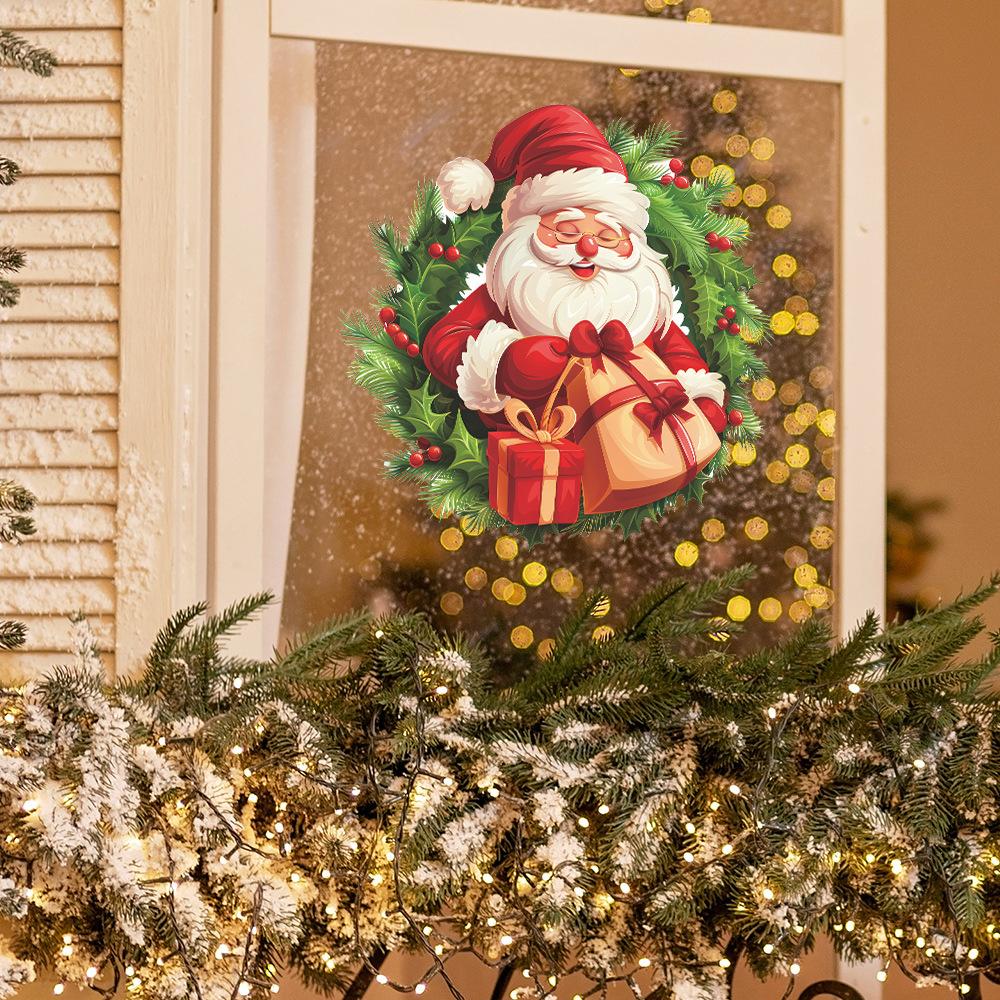 Fun-f218 Мультфильм Санта Венок Подарок Спальня Гостиная Кабинет Фон Ландшафтный Дизайн Наклейка На Стену