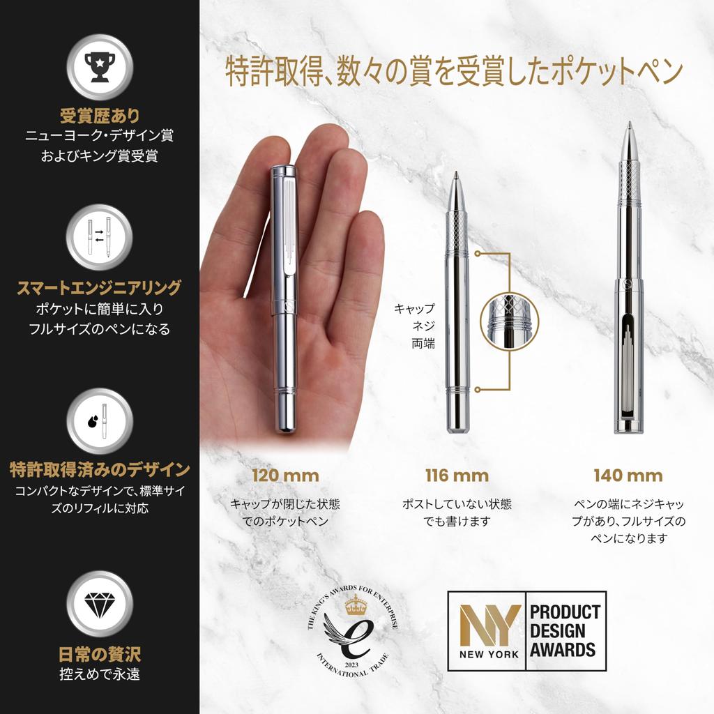 Шариковая ручка Scriveiner Silver Chrome EDC Luxury Pen Великолепная тяжелая карманная ручка с хромированной отделкой Удобная ручка для письма Лучшая ручка в подарок для мужчин и женщин