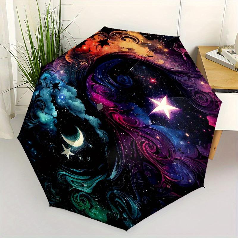 1pc Cosmic Yin Yang Swirls Umbrella with Plastic Handle,Suitable for All Seasons Home Travel Outdoor UmbrellaM1304
