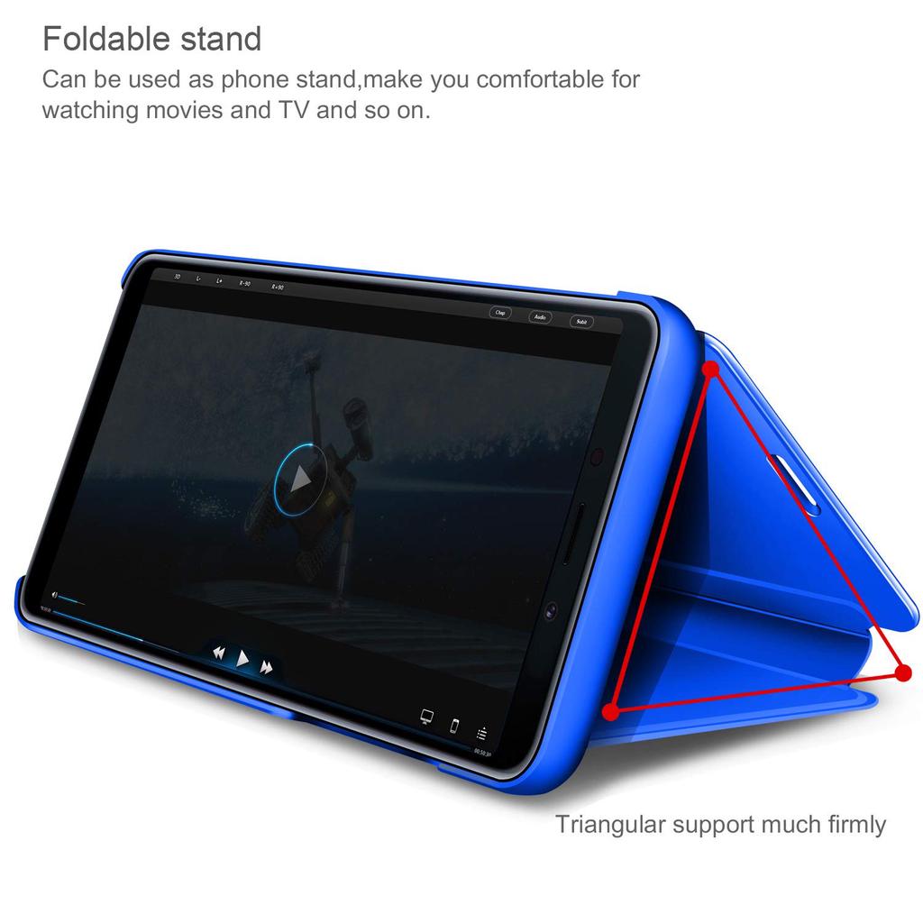 Luxury Slim Clear View Smart Mirror Case Magnetic Flip Stand Phone Cover for Huawei Samsung Xiaomi