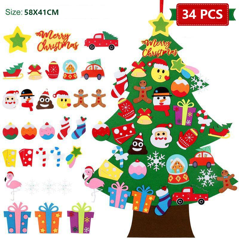 Do-It-Yourself Felt Christmas Tree Set Christmas Decorations Xmas Wall Hanging Ornaments Gifts For Kids Christmas Home Door Decorations