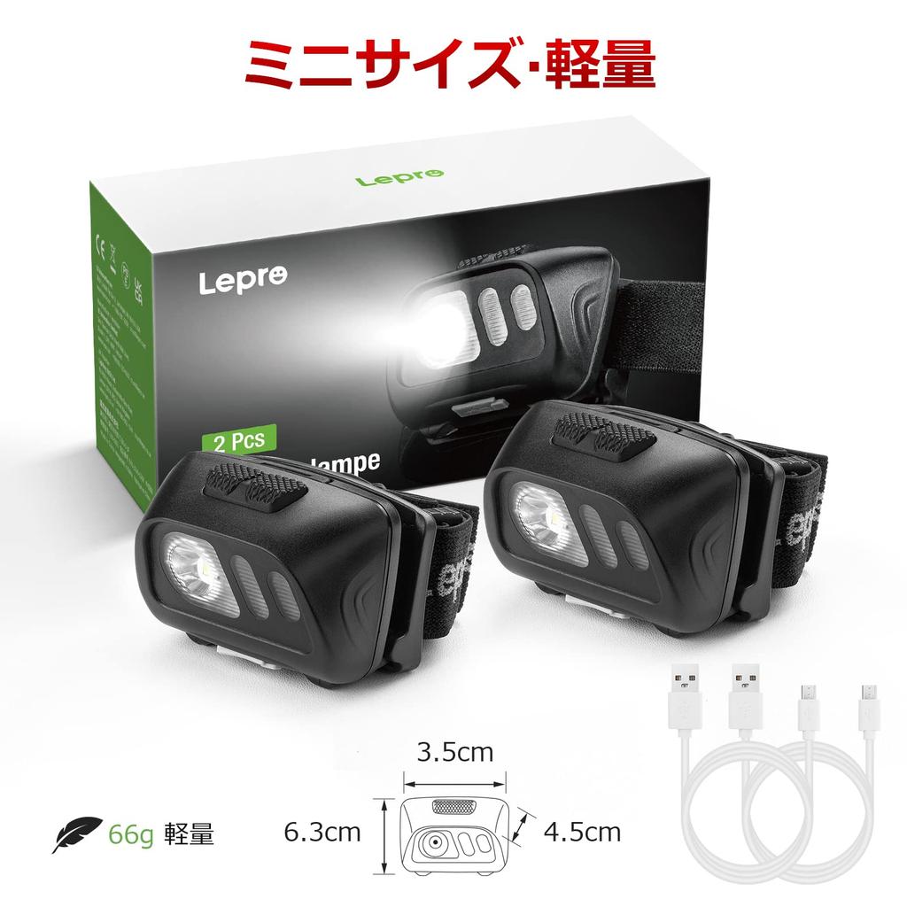 Lepro Headlight, Rechargeable LED Headlamp, Waterproof, with Sensor, Bright LED Headlight [White & Red Light5 Lighting Modes20 Hours of Practical