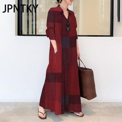 JPNTKY Женская мода осень-зима с длинным рукавом и воротником-поло повседневные платья