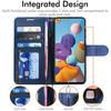 Galaxy A21s Leather Wallet Case - Navy Blue, Flip Cover with 3 Card Slots + Money Pocket, Stand & Wrist Strap, Magnetic Closure 