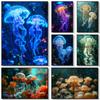 Abstract Color Fluorescent Marine Creature Jellyfish Posters Prints Canvas Painting Wall Art Picture Living Room Home Decor