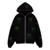 Spider Print Hooded Zip-Up Sweatshirt Unisex Oversized Streetwear Top Teens Adults